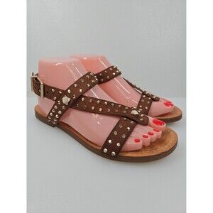 Vince Camuto Ravensa Studded Leather Strappy Thong Brown Sandals Womens Size 6.5
